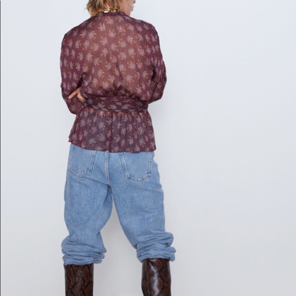 Zara sheer maroon top. NWOT - Picture 4 of 7